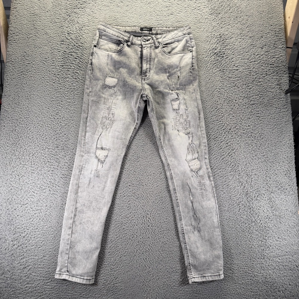 Novamen Jeans Mens 32x32 Gray Cotton Denim Skinny Faded Workwear Travel Stretch